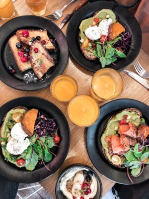 cooked dishes on table
